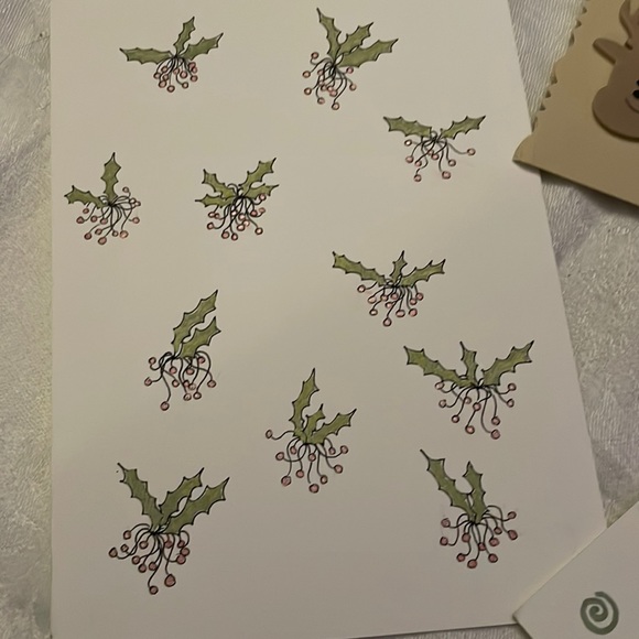 5 Handmade Hand Drawn & Coloured w Metallics Christmas Cards All Blank Inside - Picture 3 of 7